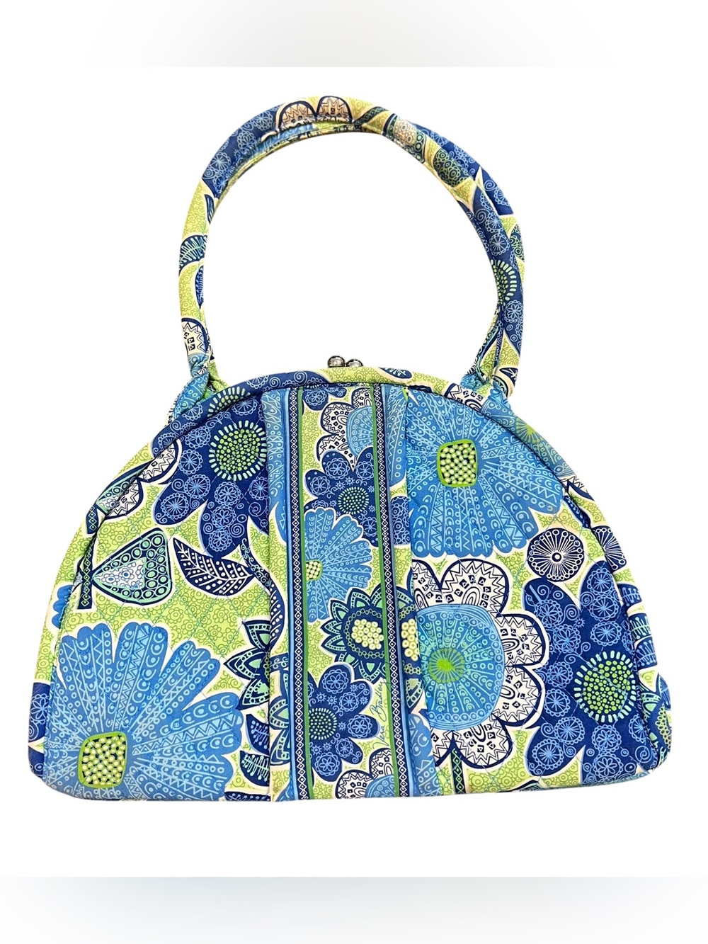 Vera Bradley Eloise Kisslock Quilted Shoulder Bag Doodle Daisy Blue Floral